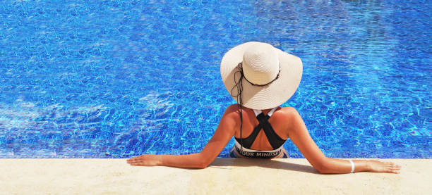istock Woman relaxing in the swimming pool 1402860700