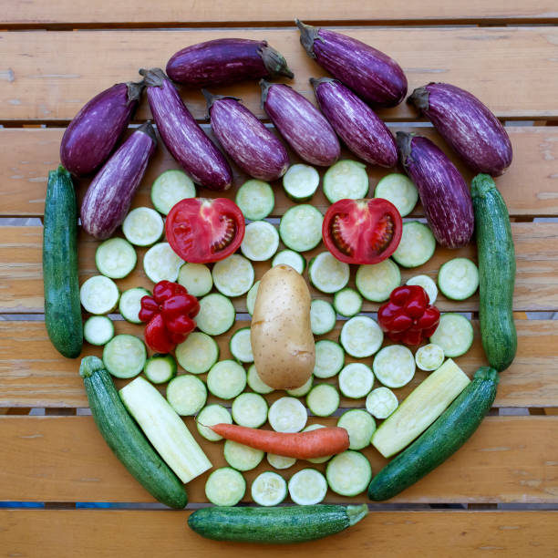 istock Anthropomorphic face made of raw vegetables 1402865060