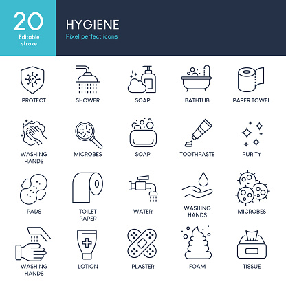 HYGIENCE - Set of thin line icon vector