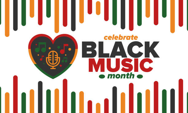 6月の黒人音楽月間。アフリカ系アメリカ人の音楽鑑賞月。アメリカで年間を通して祝われます。音楽のコンセプト。ポスター、カード、バナー、背景。ベクターイラスト - talent show audio点のイラスト素材／クリップアート素材／マンガ素材／アイコン素材