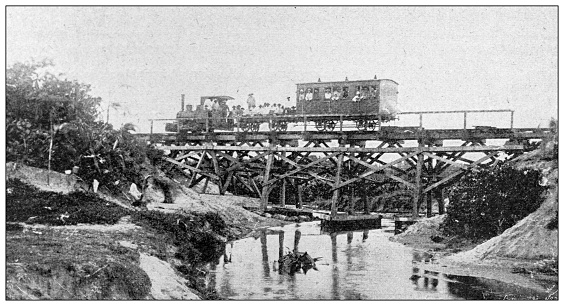 Antique photo: Madagascar, Railway Bridge in Pangalanes