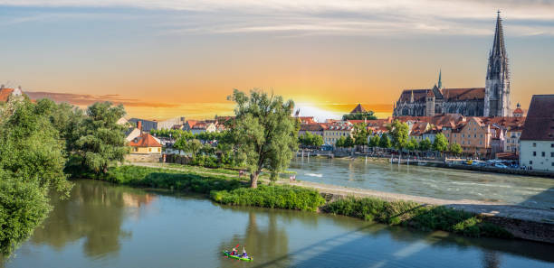 istock Panorama of Regensburg at sunset 1402882104