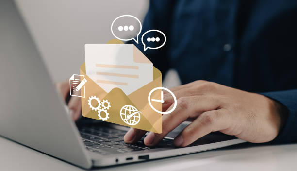 istock a message sent by e-mail, a notification that mail has been sent, a mail service, a new incoming text message, an envelope, a social network, chat, or spam. 1402883465