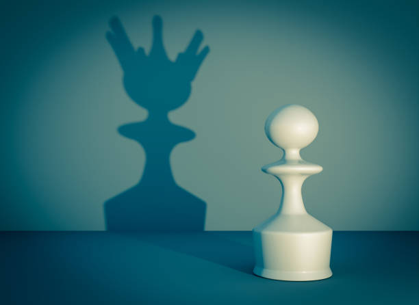 pawn of the chess game with queen shadow. 3d render