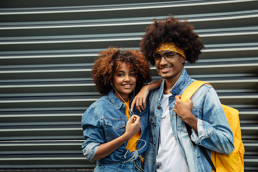 African american young men and woman with african hairstyle