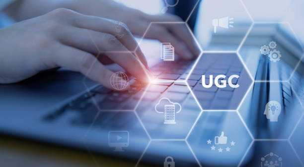 User generated content (UGC) concept. Digital marketing strategy. Customer create content such as images, videos, text, and audio posted by users on online platforms. Turning customers into advocates. stock photo