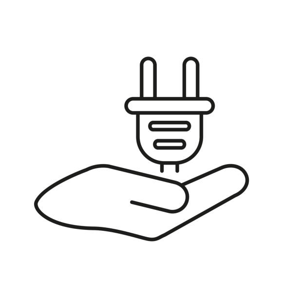 energieeinsparung - electric plug outlet electricity human hand stock-grafiken, -clipart, -cartoons und -symbole
