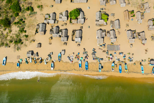 Fishing village in Sri Lanka. stock photo