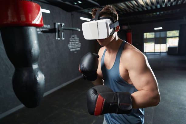 istock Adult male athlete training in virtual reality 1402899241