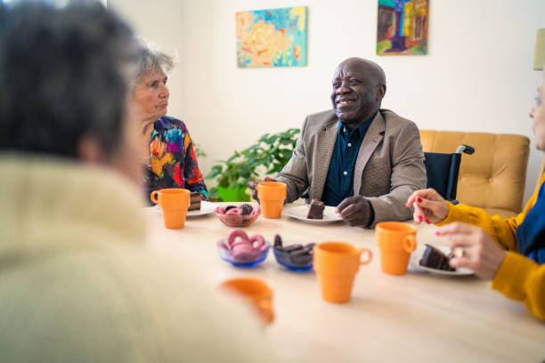 istock Elderly senior man enjoying conversation over morning coffee 1402900120