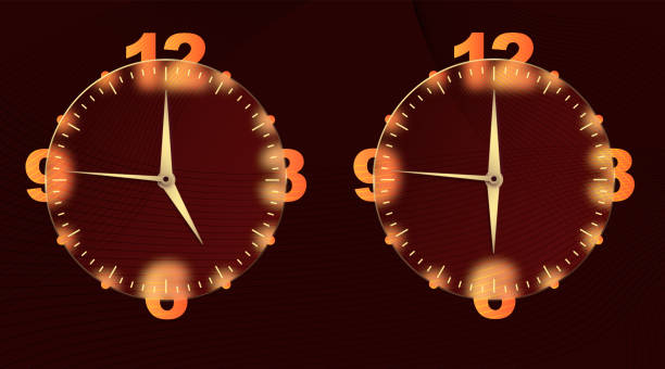 illustrazioni stock, clip art, cartoni animati e icone di tendenza di effetto glassmorphism dell'orologio. imposta il timer rotondo in stile 3d quadrante dell'orologio e lancette d'oro per la progettazione di app mobili. icona aziendale. sfondo concettuale moderno. indicazione del tempo. illustrazione vettoriale - alarm clock clock clock face time