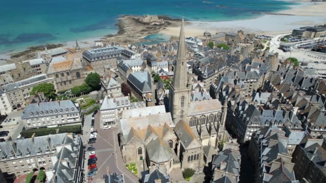 Spectacular drone view of Saint-Malo