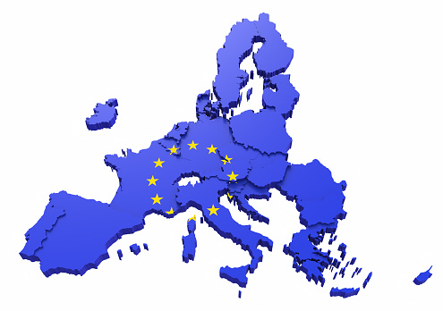 PFAS, PFOS and PFOA dangerous synthetic substances used in products and materials due to their enhanced water-resistant properties - concept with European flag