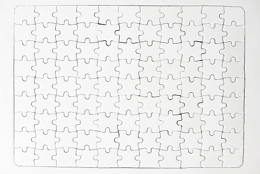 Blank white jigsaw puzzle background