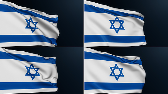 Israeli waving flag on white background