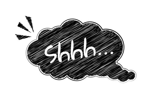 ilustrações, clipart, desenhos animados e ícones de shhh palavra comic peech bolha nuvem sinal para pssst shhh dormir - silêncio