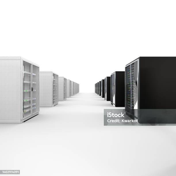 Modern Server Rack Server Rack Image Isolated On White Background 3d ...