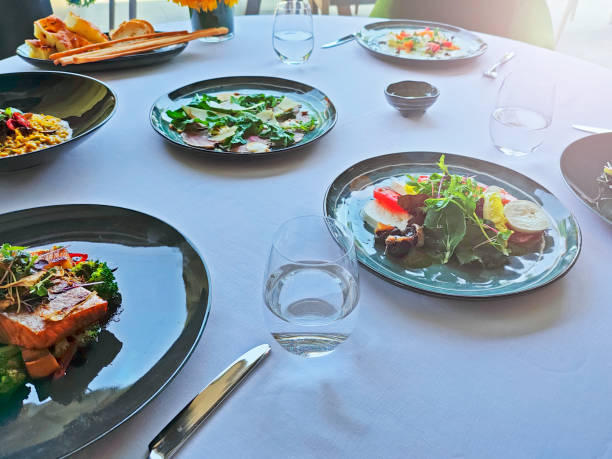 istock Summer dinner table with Healhty and fresh seafood 1402917412