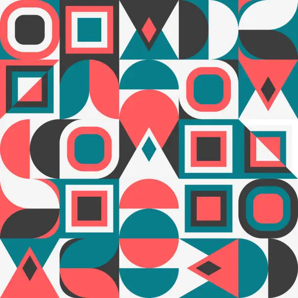 Vector illustration of Abstract Geometric Seamless Pattern with simple shapes and figures