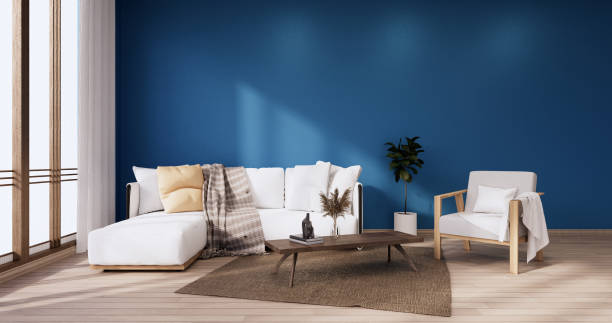 istock The Tropical style Chaina room interior and blue wall.3D rendering 1402918793
