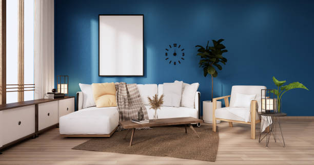 istock The Tropical style Chaina room interior and blue wall.3D rendering 1402918799