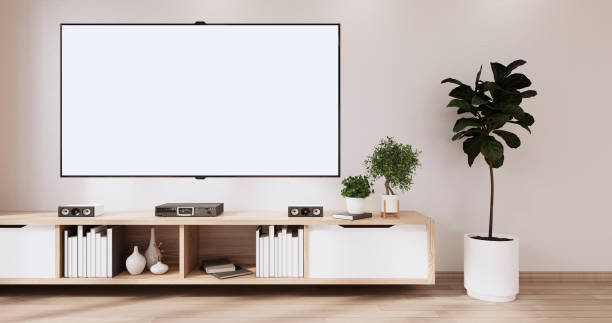 istock Cabinet wooden design on white room interior modern style.3D rendering 1402918842