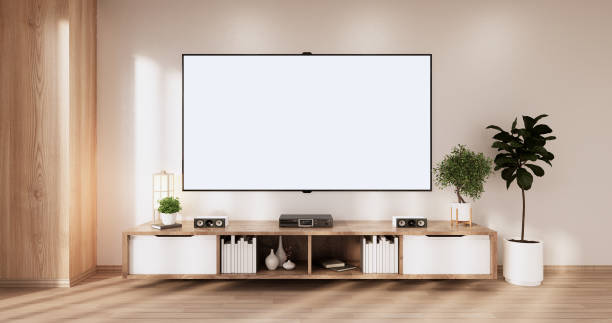 istock Cabinet wooden design on white room interior modern style.3D rendering 1402918897