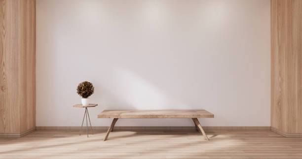 istock Cabinet wooden design on white room interior modern style.3D rendering 1402918943