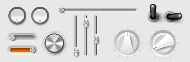 Vector illustration of Volume adjustment dial realistic 3d vector mockup