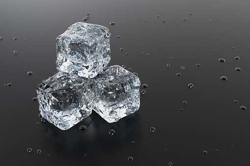 Ice cube. Digitally generated image.