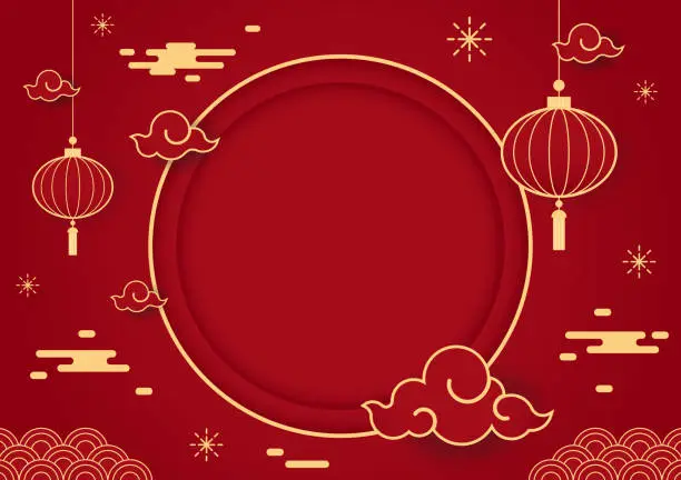 Vector illustration of Happy Chinese new year 2023. Chinese new year banner with circle for show product.