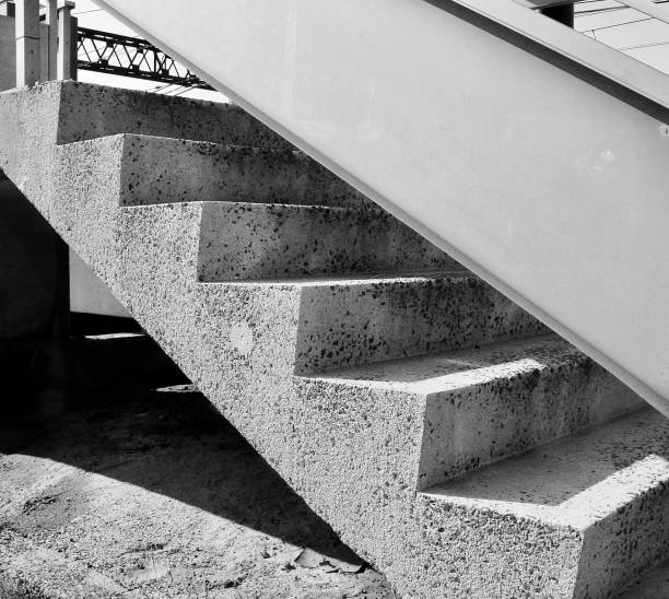 istock Black and white stairs at the train station 1402932715