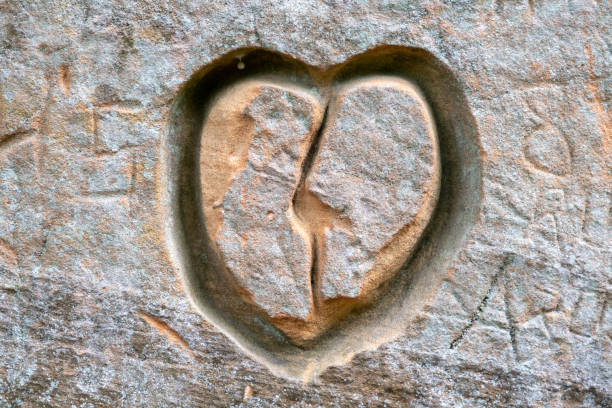 istock A heart engraved in the rock. Sandstone cliffs is approximately one kilometre long and is located on the left side of the primeval valley of the River Gauja. Latvia 1402934716