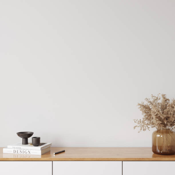 Boho interior style. Interior room. Wall mockup. Wall art. 3d rendering, 3d illustration