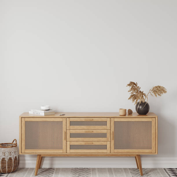 istock Boho interior style. Interior room. Wall mockup. Wall art. 3d rendering, 3d illustration 1402942479