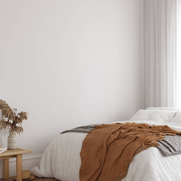 istock Boho interior style. Interior room. Wall mockup. Wall art. 3d rendering, 3d illustration 1402942485