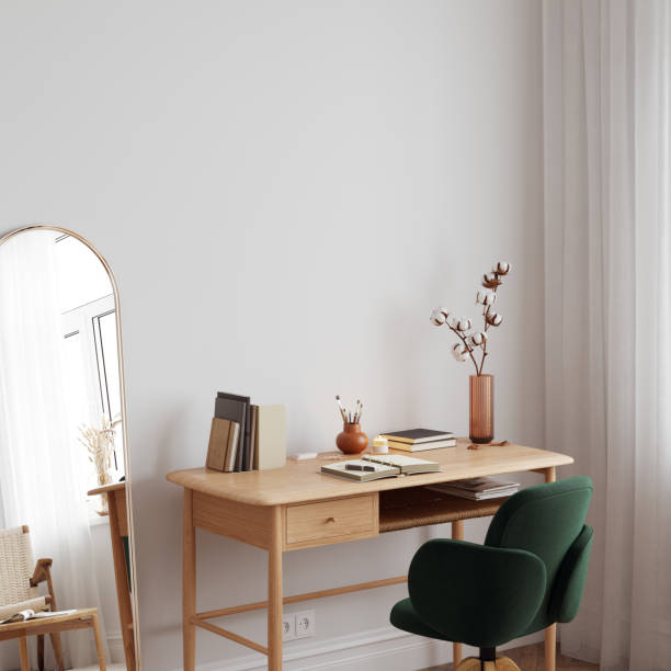 istock Boho interior style. Interior room. Wall mockup. Wall art. 3d rendering, 3d illustration 1402942506