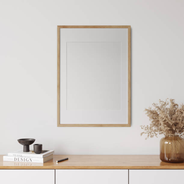 istock Boho style interior. living room. Frame mockup. Poster mockup. 3d rendering, 3d illustration 1402942656