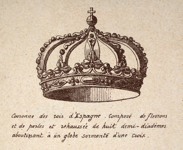 La Couronne royale européenne à Versailles Couronne-des-rois-despagne-gravure-dart-ancienne-illustration-vintage