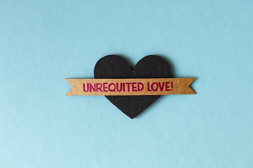 Unrequited love text on heart shape