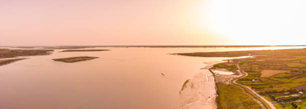 istock Aerial View of Aveiro Lagoon at sunset 1402948183