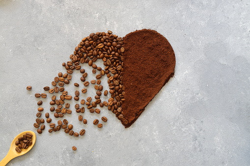 Breakfast concept with coffee and oatmeal