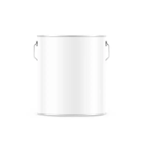 Vector illustration of Realistic metal bucket with a handle.