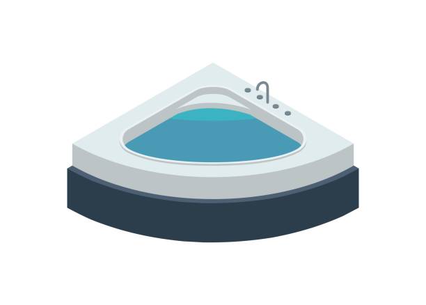 stockillustraties, clipart, cartoons en iconen met corner hot tub pool. simple flat illustration in isometric view. - hottub