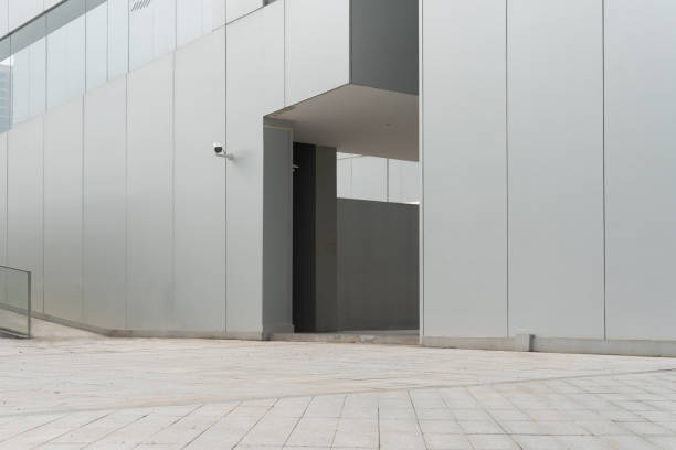 empty ground floor in front of modern architecture exterior. stock photo