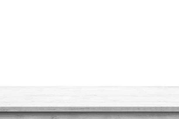 istock Empty white wooden table top isolated on white background 1402962646