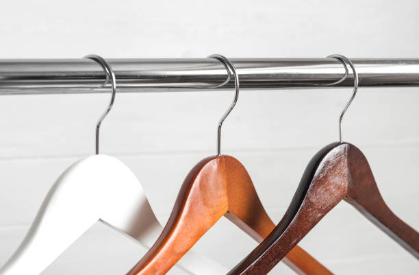 istock wooden hangers on the rack 1402964426