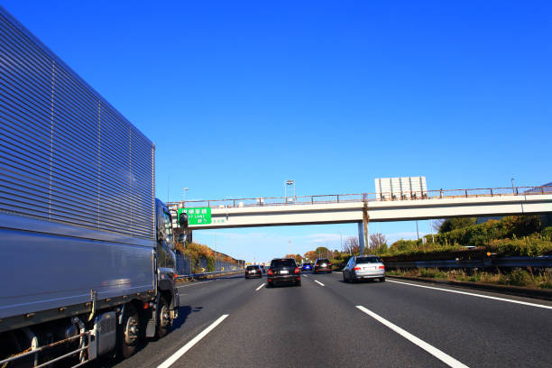 istock Truck driving on Tomei Expressway 1402976749