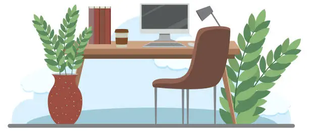 Vector illustration of Workroom interior concept in flat design