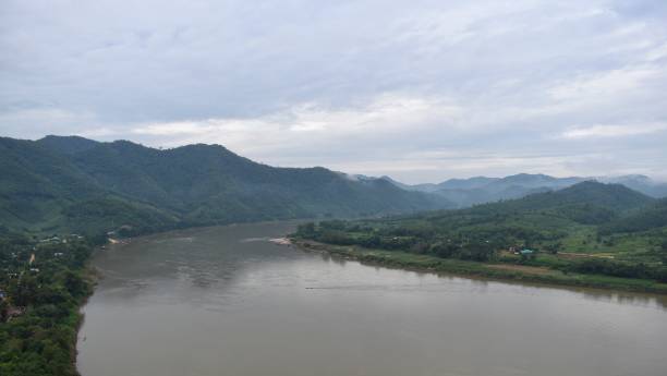 istock Mekong river, The border between Thailand and Laos. View from Chiangkhan Skywalk. 1402982681